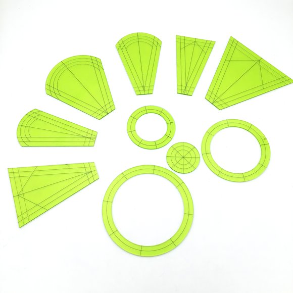 ViiTech 10pcs Quilting Template Set Multifunctional Dresden Petal Tumbler Template Set Patchwork Regular Block Ruler Foot Template for Home Craft Sewing Machine