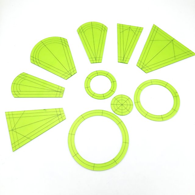 ViiTech 10pcs Quilting Template Set Multifunctional Dresden Petal Tumbler Template Set Patchwork Regular Block Ruler Foot Template for Home Craft Sewing Machine