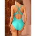 thumbnail image 4 of Charmo Maillots de Bain une Pièce pour Femmes à Col en V, Froncés, Gainants, Monokini, 4 of 6