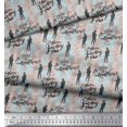 thumbnail image 2 of Soimoi Green Rayon Crepe Fabric Men & Direction Compass Holiday Print Fabric by Yard 46 Inch Wide, 2 of 3