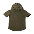 thumbnail image 4 of Men Solid Slub Cotton Short Sleeve Slim Fit Hooded T Shirt, 4 of 5