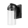 thumbnail image 1 of 12W LED Integrated Matte Black Outdoor Wall Sconce with Clear Glass Shade, 1 of 7