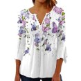 thumbnail image 1 of maskred 3/4 Manches Tops Swing T-Shirt Été Tunique Lavable Attrayant Exquis Multicolore Dames à la Mode Chic Plage Violet L, 1 of 5