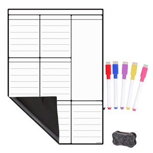 WRKEKC Séchoirs de dégagement Calendrier effaçable, Calendrier magnétique pour réfrigérateur,Calendrier blanc de la cuisine pour frigo, planificateur hebdomadaire mensuel réutilisable, avec effaceur,Marques