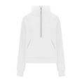 thumbnail image 4 of Womens Half Zip Hoodies Plus Size Fleece Sweatshirt Thumb Hole Cropped Pullover Fall Winter Tops, 4 of 5