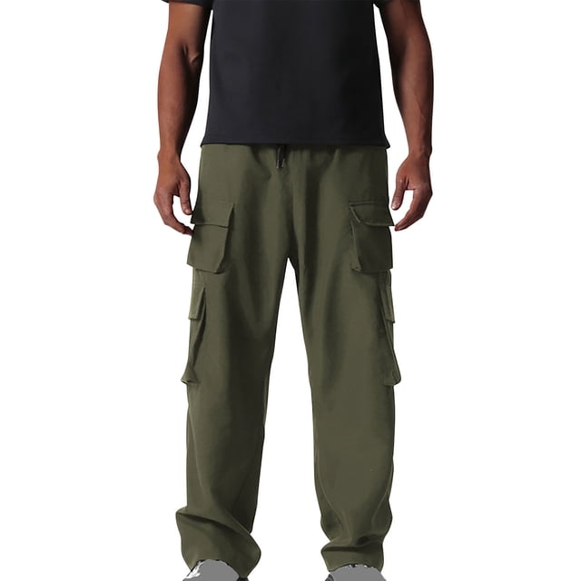 Plebaso Pantalon Cargo pour Homme, Pantalon de Randonnée Décontracté à Cordon, Léger, Uni, Pantalon de Travail d'Extérieur pour Homme