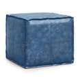 thumbnail image 1 of SIMPLIHOME Brody Square Pouf, Footstool, Upholstered in Distressed Blue Faux Leather, for the Living Room, Bedroom and Kids Room, Transitional, Modern, 1 of 5