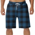 thumbnail image 1 of Diufon Men's Casual Shorts Spring Summer Wide Leg Loose Plaid Printed Elastic Waisted Drawstring Sport Shorts, 1 of 4