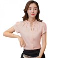 thumbnail image 2 of Greyghost SL-New Hauts de Printemps Automne Bureau Chemisier pour Femmes Mode Manches Courtes Col en V Ajusté Pétale, 2 of 6