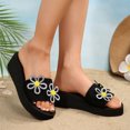 thumbnail image 2 of Pantoufles Jaunes pour Femmes à Talon Compensé, Bout Rond, Bout Ouvert, Fleur en Strass, Semelle Épaisse, Décontractées, Printemps Été, Extérieur Intérieur, Sandales à Enfiler pour Femmes, Usage Quotidien, Taille 37, 2 of 6