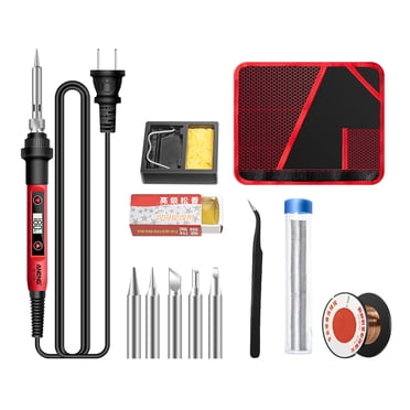 ANENG 12pcs Soldering Iron Kit Mini Electric Soldering Irons with LCD Digital Display Intelligent Welding Iron Kit 60W Adjustable Temperature Welding Tool with 5pcs Solder Tips Tweezers Sold