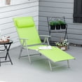 thumbnail image 2 of Outsunny Chaise Longue Extérieure Inclinable Pliante Réglable - Ensemble de 1, Vert, 2 of 9
