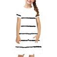 thumbnail image 2 of Soldes de Liquidation d'Été Iumwxz Robe Tunique Plissée Robe Ample Ligne A Robes Col Rond Rayé Graphique Robe à Manches Courtes pour Enfants Robes Tendance pour Cadeaux des Fêtes 4-14a, 2 of 7