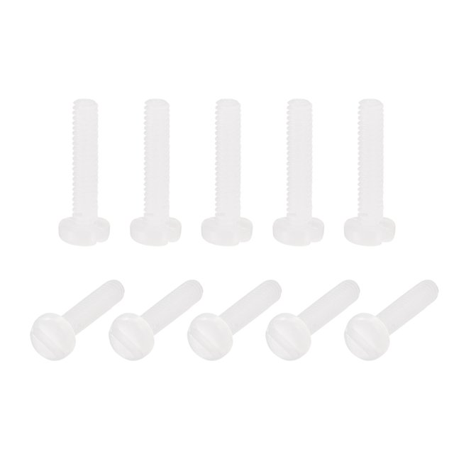 Unique Bargains Nylon Machine Screws, M2x10mm Slotted Pan Head Fasteners Bolts, White 50Pack