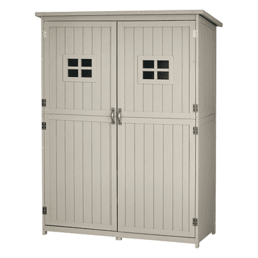 Outsunny 4'x1.5' Wooden Garden Storage Shed w/ Windows, Grey