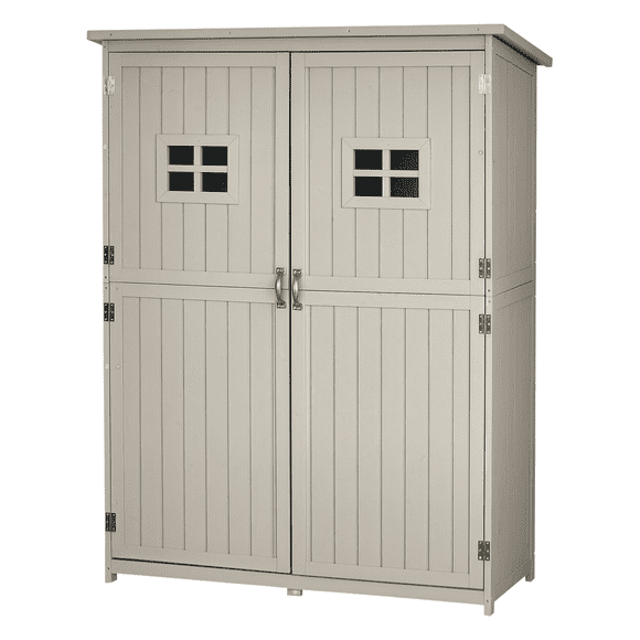 Outsunny 4'x1.5' Wooden Garden Storage Shed w/ Windows, Grey