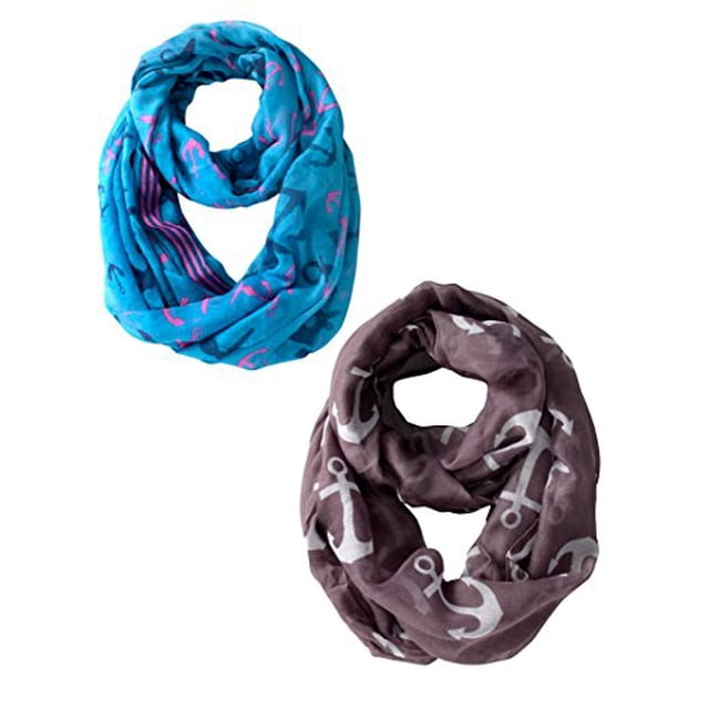 Peach Couture Foulards Toutes Saisons à Boucle Infini Bordure Imprimé Ancre