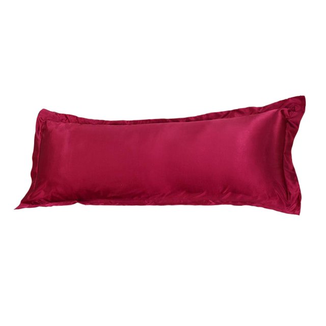jifeng Solid Color Luxury Silk Long Pillow Case Cover Red 48x120cm