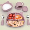 thumbnail image 2 of OUSITAID 5 Pcs Silicone Baby Feeding Set Infant Dinnerware with Baby Suction Bowl Plate for Baby Spoons Fork Cups Toddler Bowls Dishes Kids Utensils Divided Plate Eating Supplies, 2 of 10