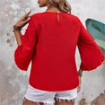 thumbnail image 4 of Timegard Womens Tops Ruffle Half Sleeve Crewneck Loose Comfy Tops Blouse Casual Summer Spring Solid Color, 4 of 7