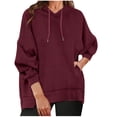 thumbnail image 1 of Pisexur Womens Hoodies Solid Color Hooded Sweatshirt Casual Drawstring Oversized Hoodie Fashion Loose Ribbed Fall Tops Pullover Tops with Pocket, 1 of 6