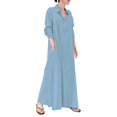thumbnail image 2 of Bramtres Robes Maxi, Robes de Vacances, Robe Chemise Longue Décontractée pour Femme en Coton et Lin à Boutons avec Poches, Longues Robes, Robe à Manches Longues, Robes Modestes, Bleu 1 Robe, TG, 2 of 4