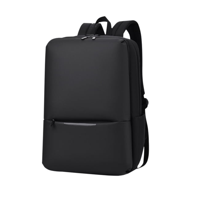 Leather computer bags for women with large capacity, shown in a sleek black design. This waterproof and multipurpose business leather film backpack features a spacious main compartment, a dedicated laptop sleeve, and adjustable padded shoulder straps for comfort. Made of durable nylon material, it measures 43x30x10cm and is suitable for home, office, and travel use.