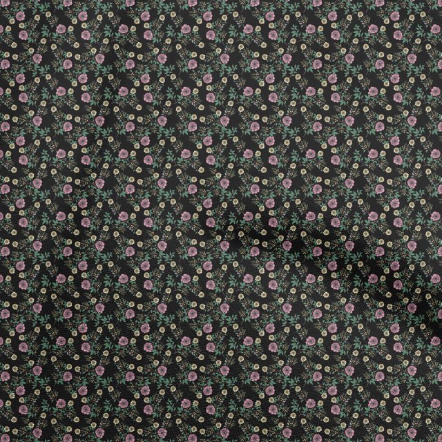 oneOone Cotton Poplin Black Fabric Floral Craft Projects Decor Fabric Printed By The Yard 42 Inch Wide