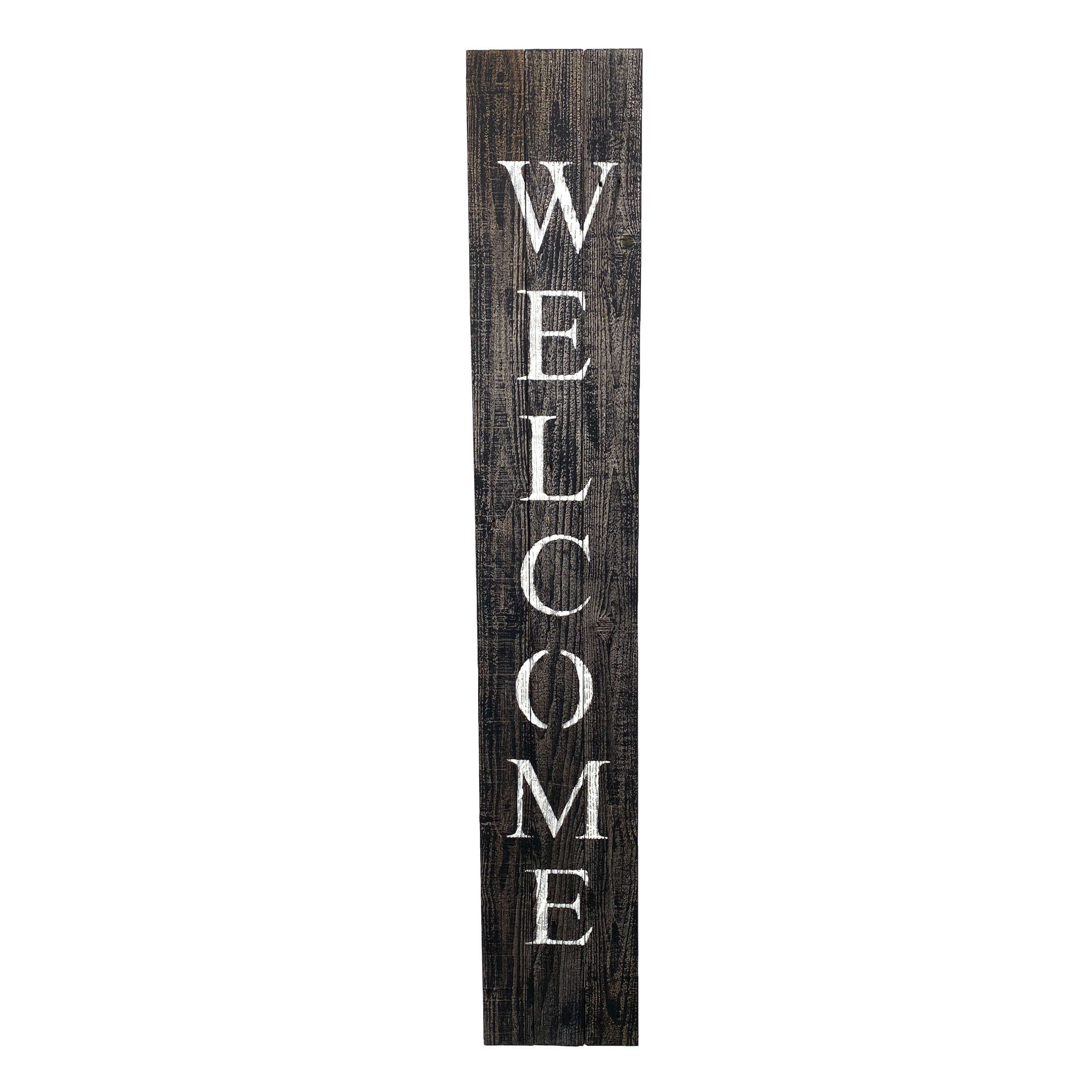 homeroots outdoor 384911 Rustic Black and White Front Porch Welcome Sign