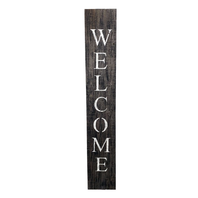 homeroots outdoor 384911 Rustic Black and White Front Porch Welcome Sign