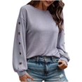 thumbnail image 1 of CHUANK Chemise Longue Cache-Ventre Fluide à Col Rond Unie à Manches Longues Hauts Grande Taille pour Femmes Chic Tunique Confortable à Porter avec des Leggings Bleu TTG, 1 of 5