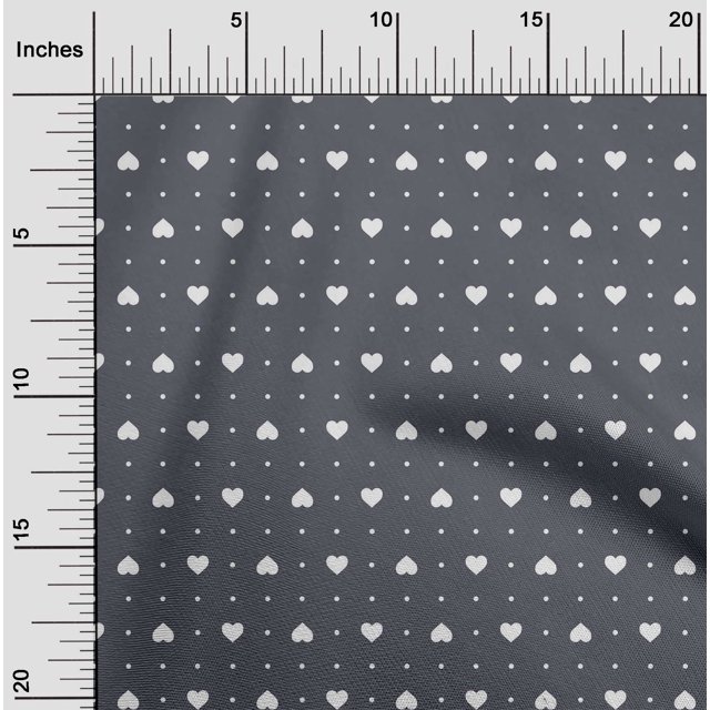 oneOone Silk Tabby Fabric Dot & White Heart Decor Fabric Printed BTY 42 Inch Wide