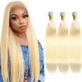 thumbnail image 2 of 613 Blonde 3 Bundles Human Hair Straight Hair Brazilian Blonde Human Hair Bundle 100% Virgin Remy Hair Bundles Human Hair Extensions Perruques Extensions de cheveux humains, 2 of 8