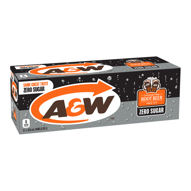 A&W ゼロシュガー ルートビール 12缶✖︎４ケース A&W Zero Sugar Root Beer® 355mL Cans, 12 Pack - Walmart.ca