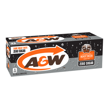 Caisse de 12 canettes de Root Beer A&WTM diète de 355 ml