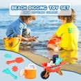 thumbnail image 2 of pdqouc 6-Pieces Beach Toy Sand Set with Bucket, Shovel, Rake and Molds, Complete Sandcastle Building Kit for Outdoor Sandpit Play, Perfect Summer Gift for Boys and Girls, 2 of 9