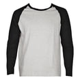 thumbnail image 1 of SLM Men's Long Sleeve Cotton Baseball Raglan Tee Shirt Jersey -Gray/Black-2XL, 1 of 1