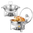 thumbnail image 1 of AKDSteel Ensemble de 2 Plats Anti-Frottement pour Buffet, 5 Qt Plats Ronds Anti-Frottement pour Buffet avec Porte-Couvercle et Couvercle en Verre, Ensembles de Réchauds et Réchauds de Buffet en Acier Inoxydable pour Fêtes, Mariage, Camping, Souper, 1 of 7