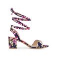 thumbnail image 3 of BLISSFUL STEP Women's Opened Toe Chunky Mid Heeled Lace Up Sandals Navy Blue (Size 7), 3 of 6