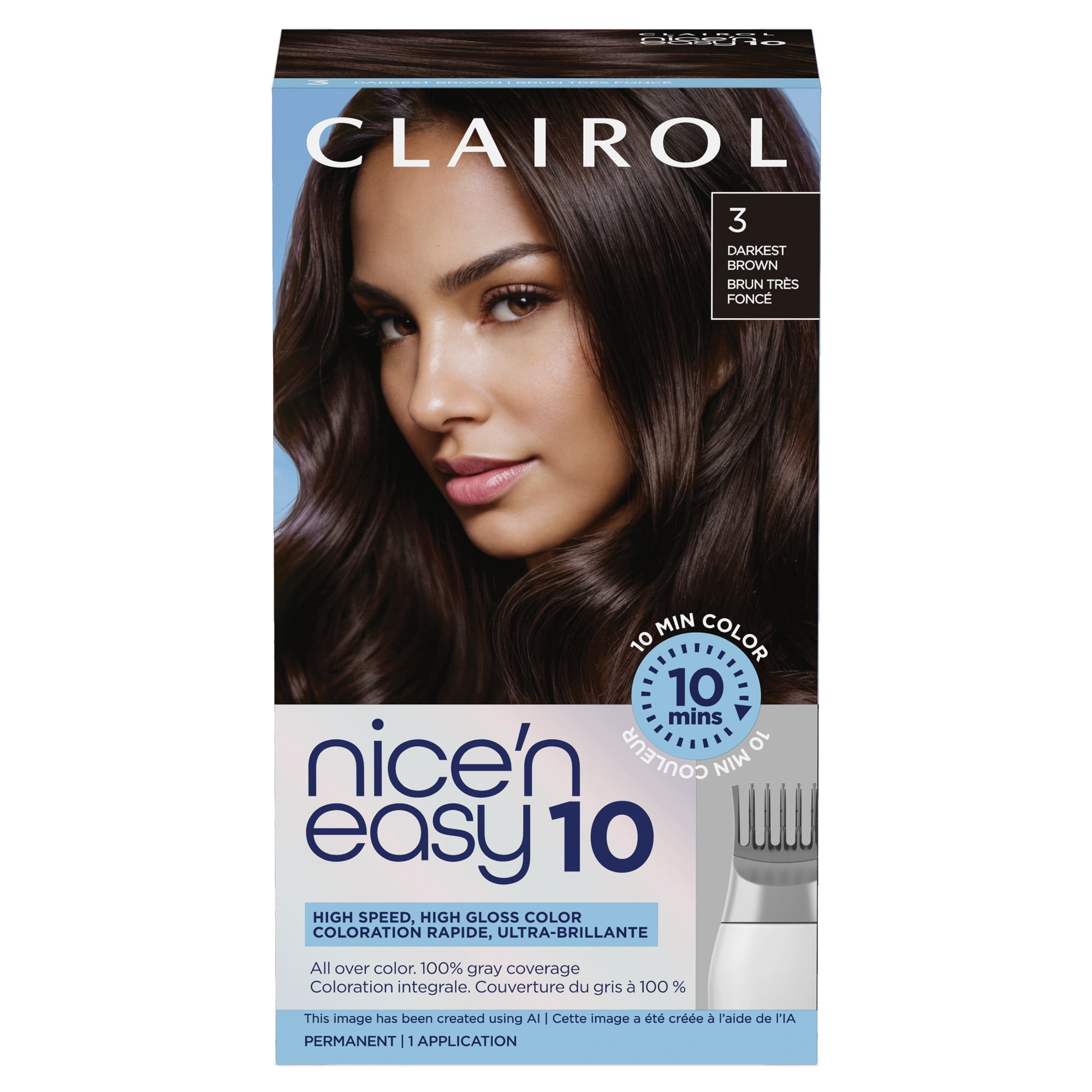 Clairol Nice'N Easy 10 Permanent Hair Dye, 100% gray coverage in just 10 minutes