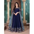 thumbnail image 4 of Custom Made Blue Wedding Reception Wear Designer Anarkali & Dupatta Free Shipping All Size, 4 of 5