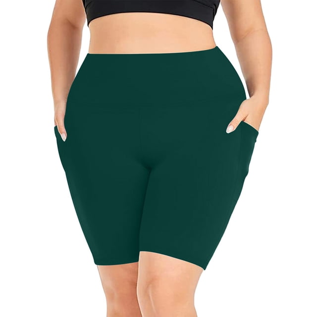 Wlynlyn Plus Size Biker Shorts for Women High Waisted Compression Yoga Tights Quick Dry Workout Shorts