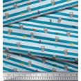 thumbnail image 3 of Soimoi Blue polyester Crepe Fabric Coffee Cup & Stripe Decor Fabric Printed Yard 52 Inch Wide, 3 of 5