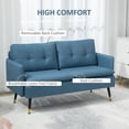thumbnail image 4 of HOMCOM Loveseat Sofa for Bedroom, Modern Small Space Furniture with Button Tufting, Upholstered, Kids, Dark Blue, 4 of 10