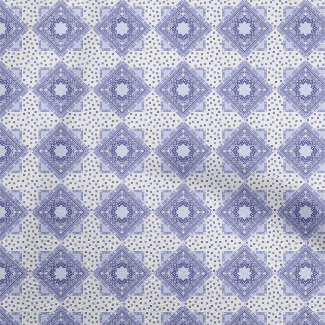 oneOone Rayon White Fabric Asian Block Craft Projects Decor Fabric Printed By The Yard 56 Inch Wide