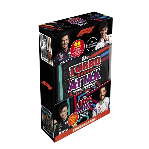 2024 Topps Turbo Attax Formula 1 Cartes - Méga Boîte à Cinq Volets (60 Cartes + 6 le)