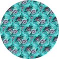 thumbnail image 1 of Ahgly Company Tapis Rond Lavable en Machine Intérieur Transitionnel Turquoise Bleu Vif, 7 Pieds Rond, 1 of 7