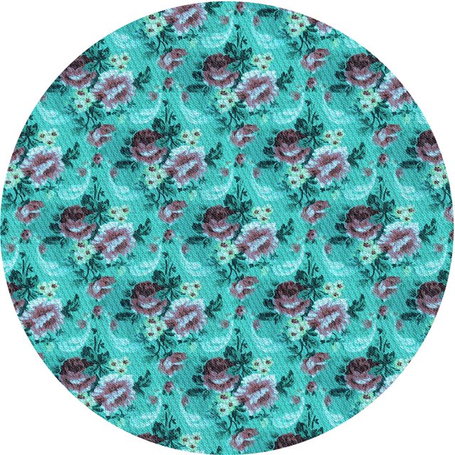 Ahgly Company Tapis Rond Lavable en Machine Intérieur Transitionnel Turquoise Bleu Vif, 7 Pieds Rond