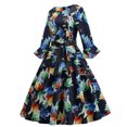 thumbnail image 1 of Pompotops Robe en Dentelle à Manches Longues Imprimé Floral Col Rond pour Femmes, 1 of 9