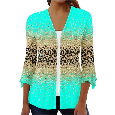 Women Cardigan 3/4 Sleeve Button Down Kimonos Lightweight Cardigan Dressy Casual Fall Clothes Tops